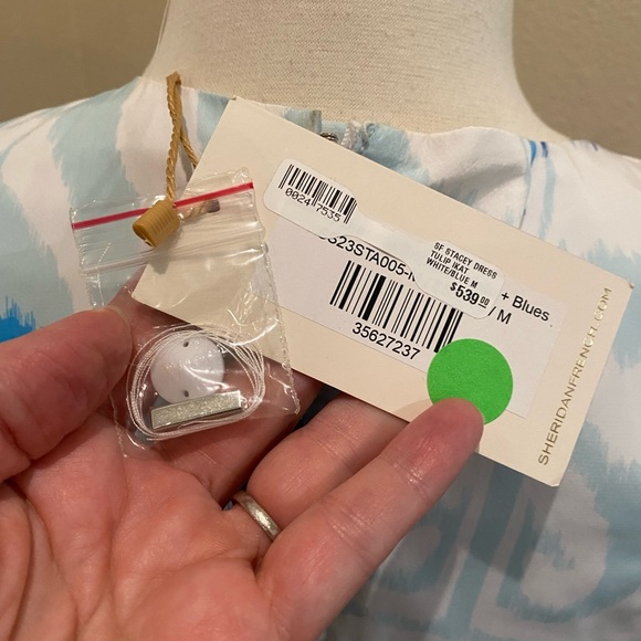 NWT Sheridan French Stacey Maxi Dress Tulip Ikat Beaded Metallic Blue Medium - Picture 16 of 16